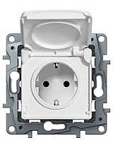 Πρίζα Σούκο Ασφαλείας με Καπάκι Λευκή