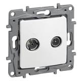 Πρίζα TV/SAT Διέλευσης Λευκή