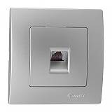 Πρίζα Τηλεφώνου Μονή (RJ11) Ασημί