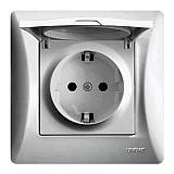 Πρίζα Σούκο με Καπάκι Ασημί