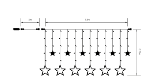 Βροχή LED με Αστέρια Πολύχρωμη και Controller