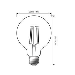 Γλόμπος G95 Filament Globo E27 Διάφανος 8W 3000K 806Lm