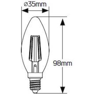 Κερί Filament Vintage 4W E14 2000Κ 320Lm