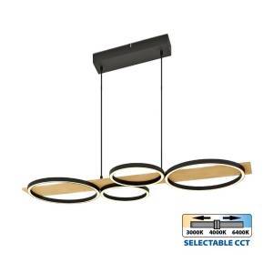 Φωτιστικό Κρεμαστό MATTEO-P 38W CCT-Switch Black+Wood
