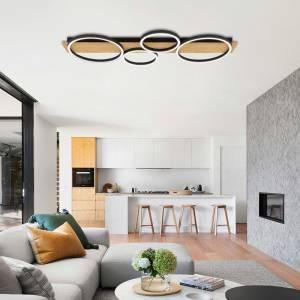 Φωτιστικό Οροφής MATTEO-C LED 38W CCT-Switch Black+Wood