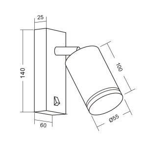 Σποτ GU10 KING SP717BK Επίτοιχο Με Διακόπτη Μαύρο
