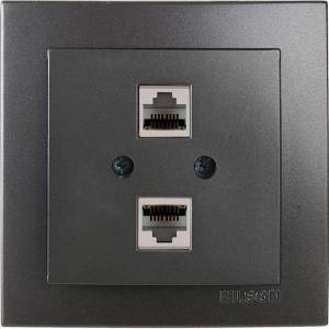 Πρίζα Δικτύου Διπλή Cat6 (2xRJ45) Ανθρακί
