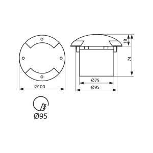 Φωτιστικό Δαπέδου Χωνευτό LED 0.8W 6400Κ IP65