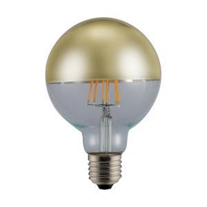 G125 Filament Αντεστραμμένου Kαθρέφτη Χρυσό 6W E27 2700K 480Lm Dimmable