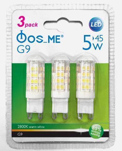 ΛΑΜΠΑ G9 220-240V 5W SMD 2800K 3TEM /double blister card