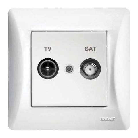 Πρίζα TV-SAT Διελεύσεως Λευκή