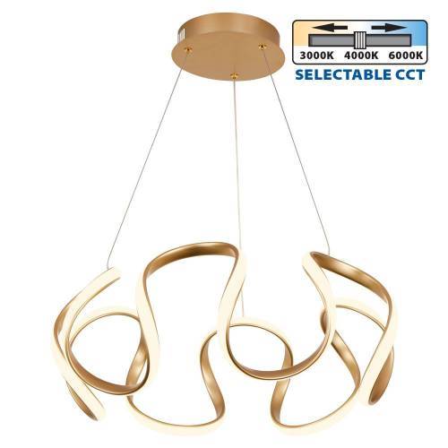 Φωτιστικό Κρεμαστό MEANDRA-P LED 54W CCT-Switch Χρυσό