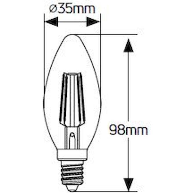 Κερί Filament Vintage 4W E14 2000Κ 320Lm