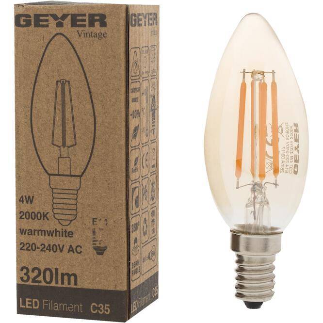 Κερί Filament Vintage 4W E14 2000Κ 320Lm