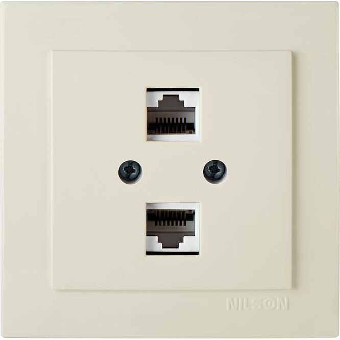 Πρίζα Δικτύου Διπλή Cat6 (2xRJ45) Μπεζ