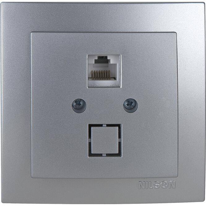 Πρίζα Δικτύου Cat5e (RJ45) Ασημί