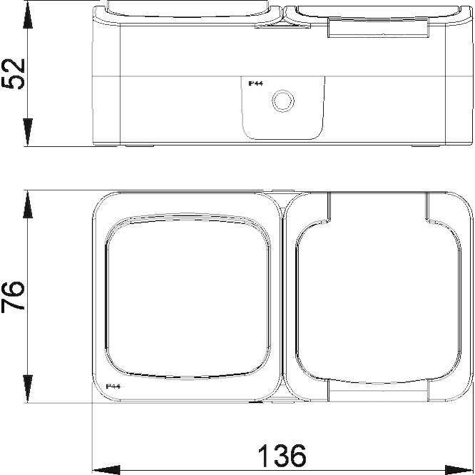 Επίτοιχος διακόπτης απλός + πρίζα σούκο IP44 γκρι