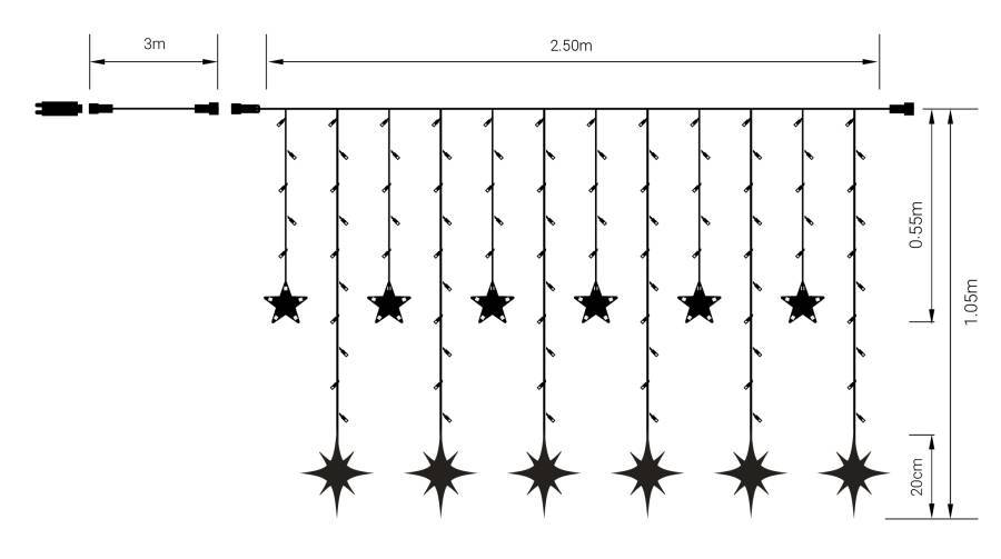Κουρτίνα LED με Νιφάδες και Αστέρια Θερμό Λευκό και Controller