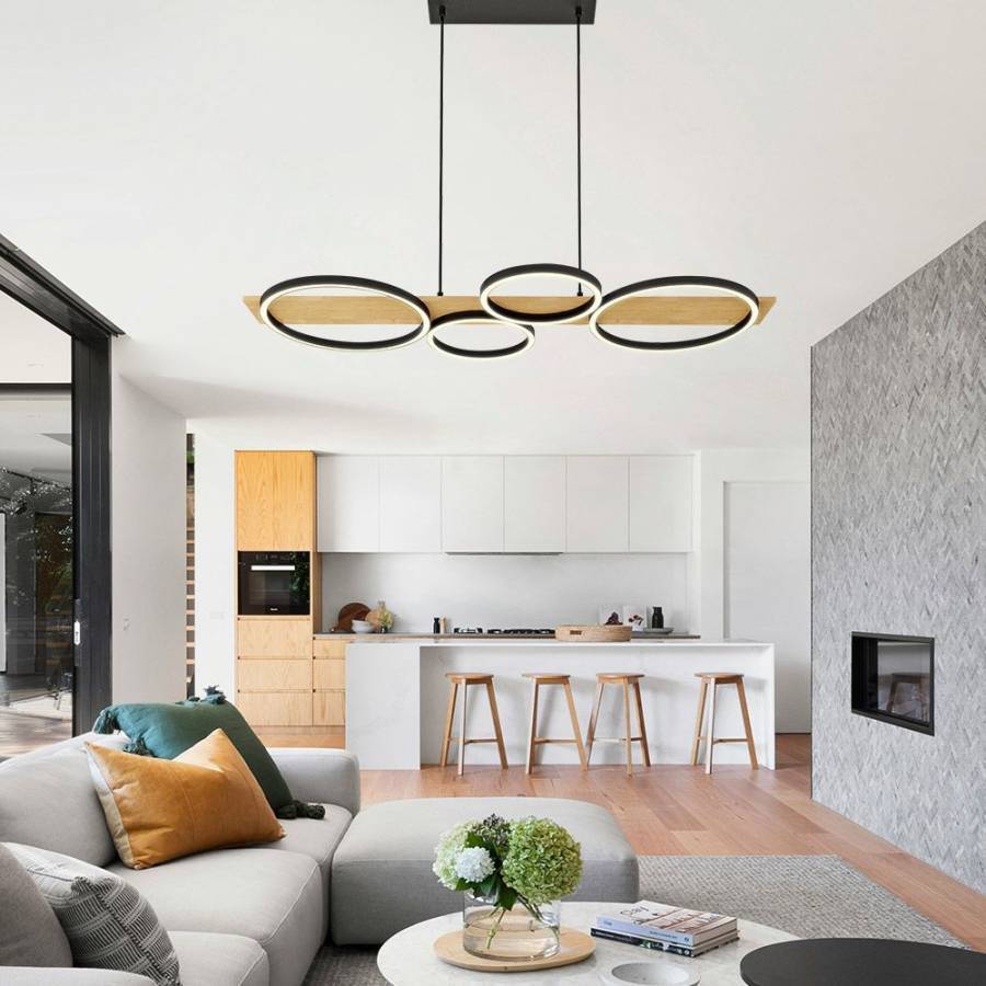Φωτιστικό Κρεμαστό MATTEO-P 38W CCT-Switch Black+Wood