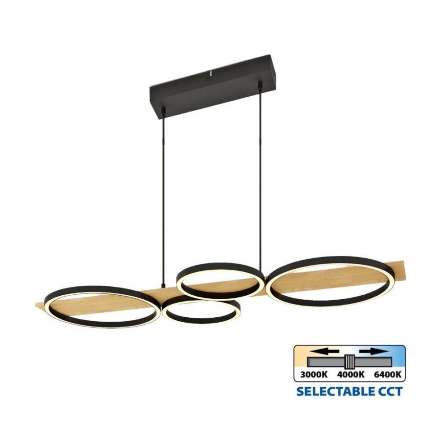 Φωτιστικό Κρεμαστό MATTEO-P 38W CCT-Switch Black+Wood