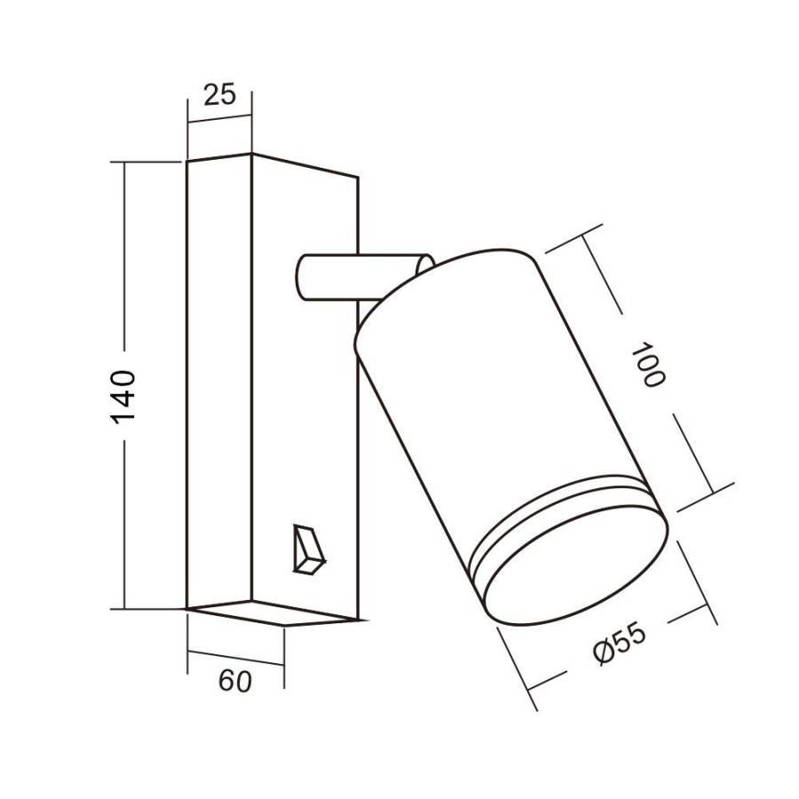 Σποτ GU10 KING SP717BK Επίτοιχο Με Διακόπτη Μαύρο