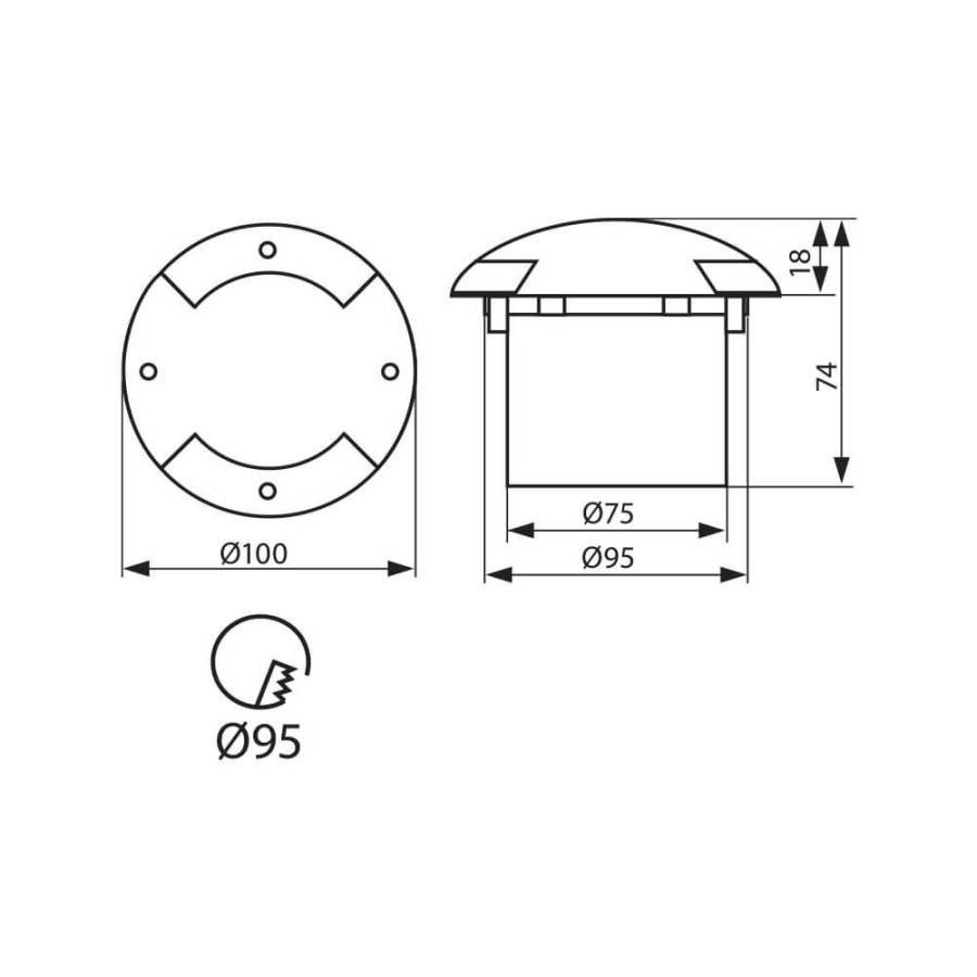 Φωτιστικό Δαπέδου Χωνευτό LED 0.8W 6400Κ IP65