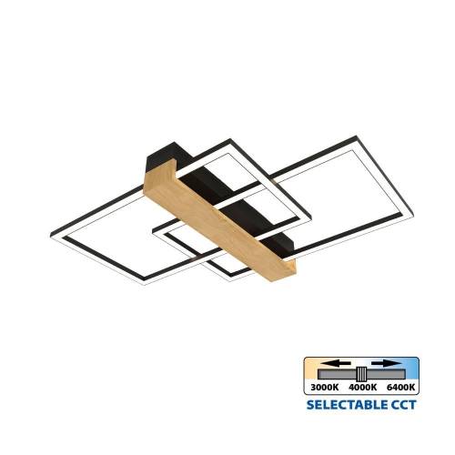 Φωτιστικό Οροφής LUCAS LED 36W CCT-Switch Black+Wood