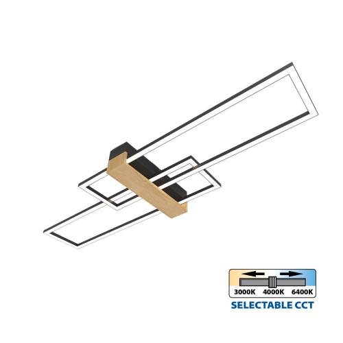 Φωτιστικό Οροφής LUCAS LED 30W CCT-Switch Black+Wood