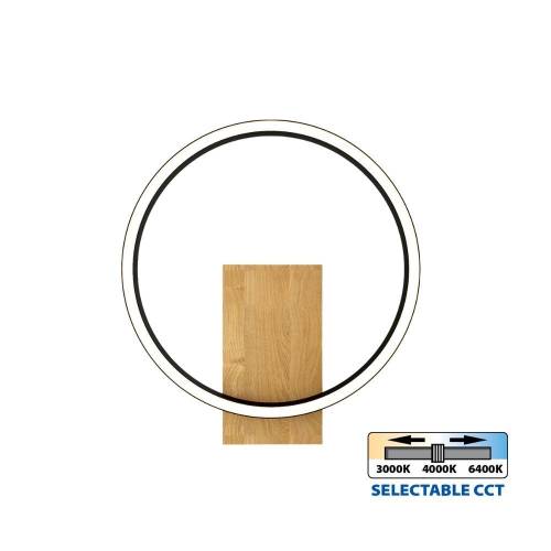 Επίτοιχο Φωτιστικό MATTEO LED 12W CCT-Switch Μαύρο/Ξύλο