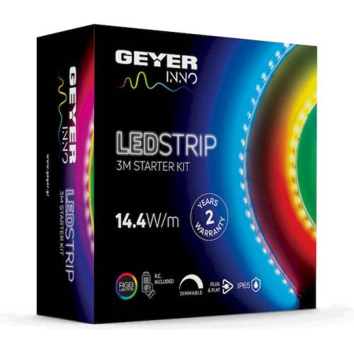 LED Strip KIT 14.4W 12V RGB IP20 3m + RGB Controller + Driver