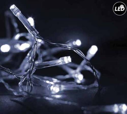 Βροχή LED Ψυχρό Λευκό με Διάφανο Καλώδιο και Controller