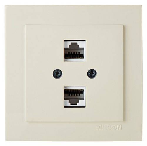 Πρίζα Δικτύου Διπλή Cat5e (2xRJ45) Μπεζ