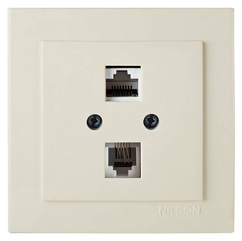Πρίζα Τηλεφώνου & Δικτύου Cat5e (RJ11+RJ45) Μπεζ