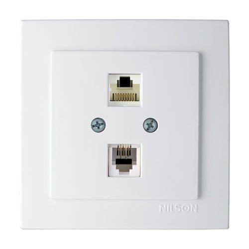 Πρίζα Τηλεφώνου & Δικτύου Cat5e (RJ11+RJ45) Λευκή