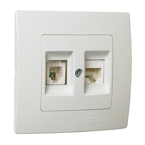 Πρίζα Τηλεφώνου & Δικτύου (RJ11+RJ45) Λευκή