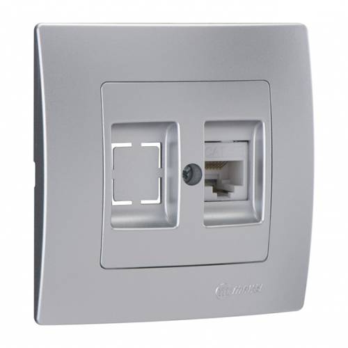 Πρίζα Δικτύου Μονή (RJ45) Ασημί