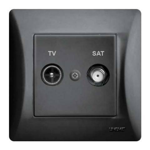 Πρίζα TV-SAT Διελεύσεως Μαύρη