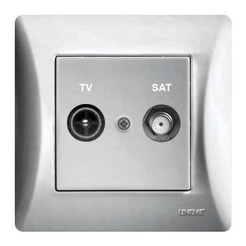 Πρίζα TV-SAT Διελεύσεως Ασημί