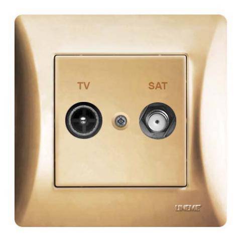 Πρίζα TV-SAT Τερματική Χρυσή