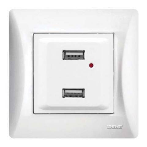 Πρίζα USB Διπλή Λευκή