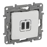 Πρίζα USB Διπλή Τύπου C+C 3000mA Λευκή